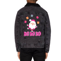 Christmas Pink Santa Unisex Sherpa-lined Denim Jacket | Artistshot