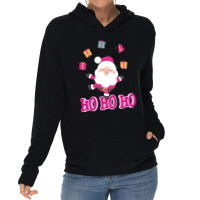 Christmas Pink Santa Lightweight Hoodie | Artistshot