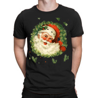 Christmas Retro Vintage Pink Santa Claus Art T-shirt | Artistshot