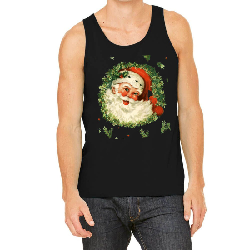 Christmas Retro Vintage Pink Santa Claus Art Tank Top | Artistshot