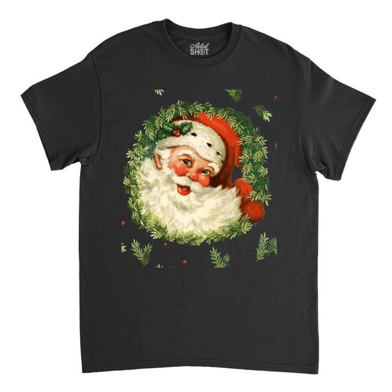 Christmas Retro Vintage Pink Santa Claus Art Classic T-shirt | Artistshot