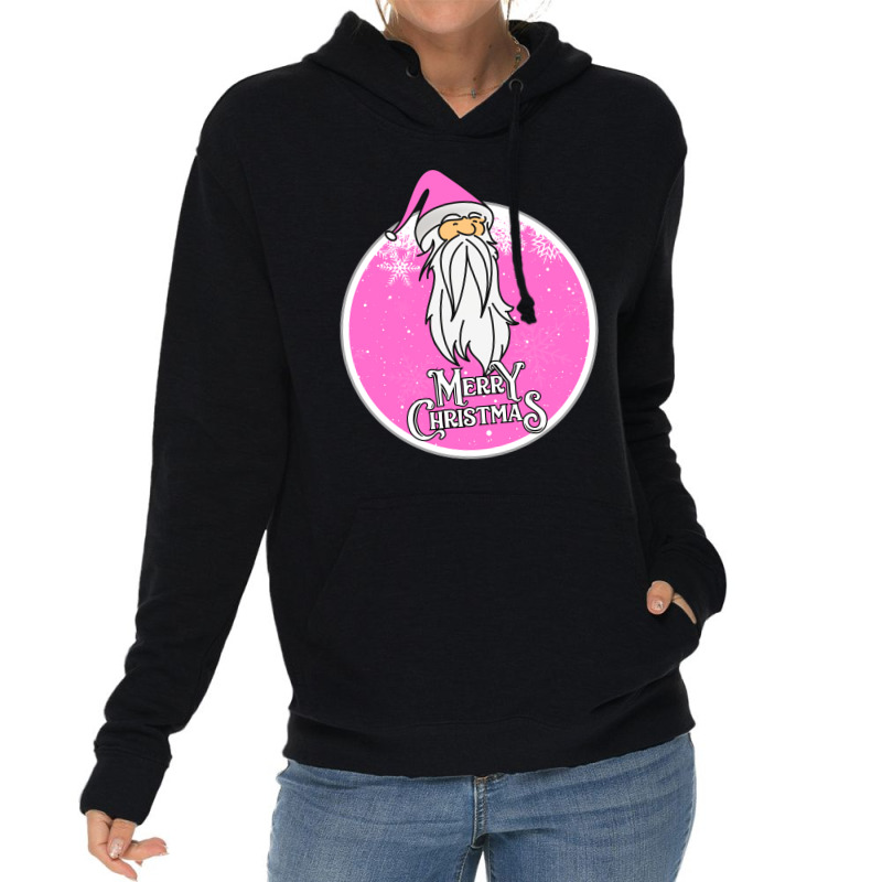 Christmas Retro Vintage Pink Santa Claus Crismas Lightweight Hoodie | Artistshot