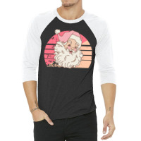 Christmas Retro Vintage Pink Santa Claus 3/4 Sleeve Shirt | Artistshot