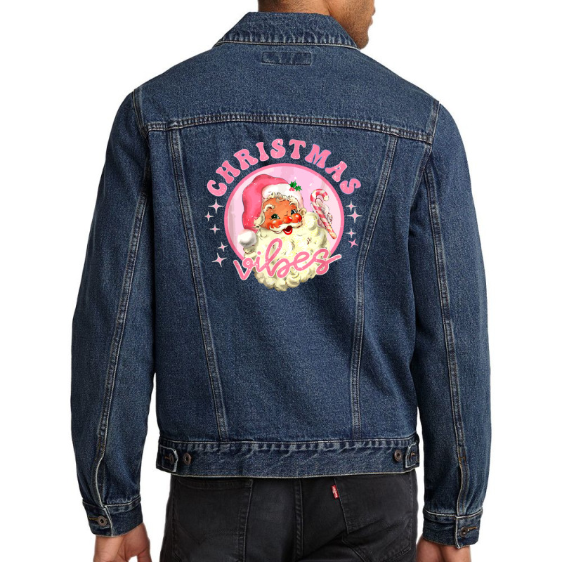 Christmas Retro Vintage Pink Men Denim Jacket | Artistshot