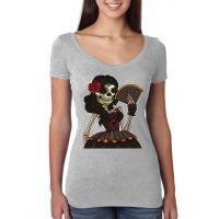 Skeleton Lady Of The Dead   La Calavera Catrina Santa Muerte Long Slee Women's Triblend Scoop T-shirt | Artistshot