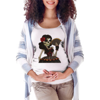 Skeleton Lady Of The Dead   La Calavera Catrina Santa Muerte Long Slee Maternity Scoop Neck T-shirt | Artistshot