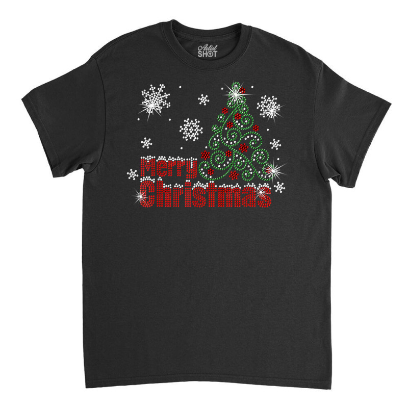 Sparklenation Merry Christmas Tree Bling Rhinestone T Shirt Classic T-shirt by emaliekrein | Artistshot