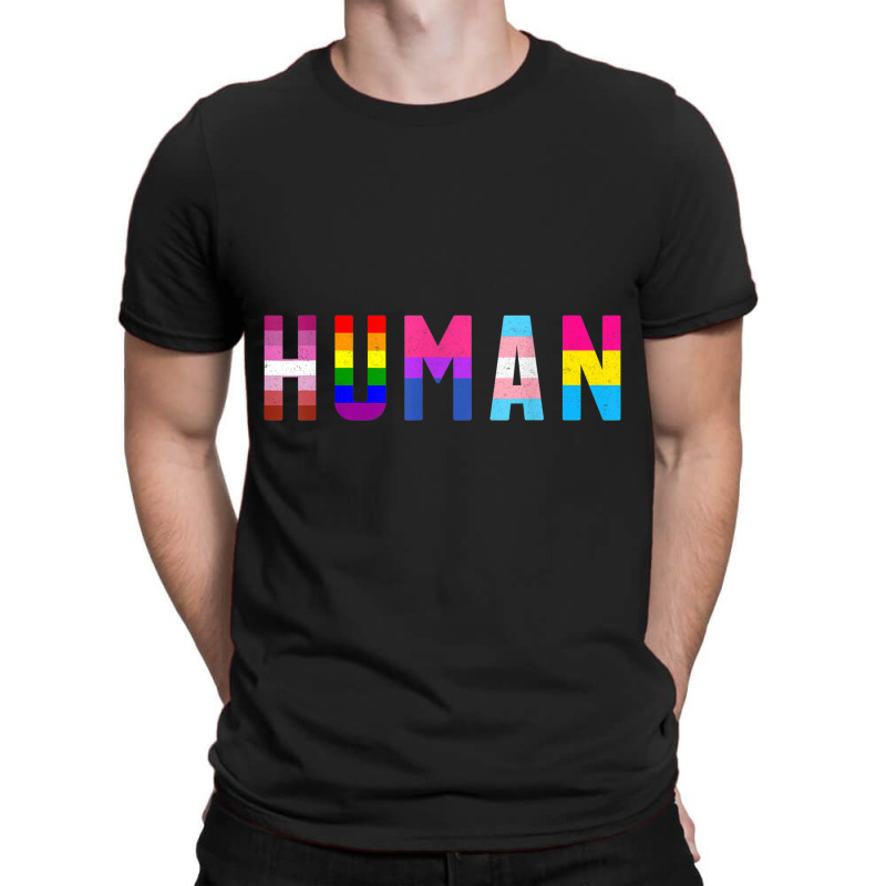 Human Flag Lgbt Gay Pride Month Transgender T Shirt Support T-shirt | Artistshot