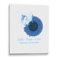 Sunflower Faith Hope Love Diabetes Awareness Diabetic Gifts Long Sleev Metal Print Vertical | Artistshot