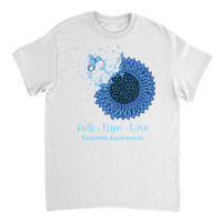 Sunflower Faith Hope Love Diabetes Awareness Diabetic Gifts Long Sleev Classic T-shirt | Artistshot