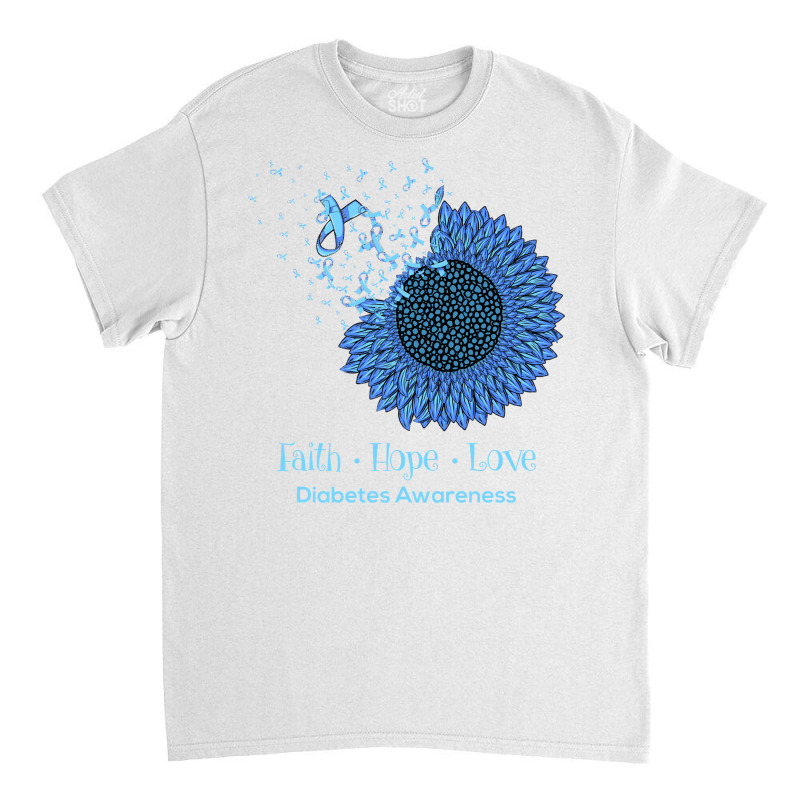 Sunflower Faith Hope Love Diabetes Awareness Diabetic Gifts Long Sleev Classic T-shirt | Artistshot