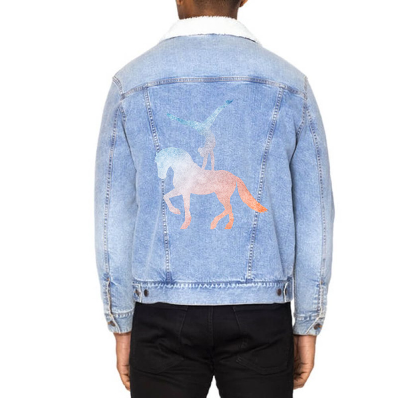 Vaulting Equestrian Sport Horse Unisex Sherpa-Lined Denim Jacket by bummercaught | Artistshot