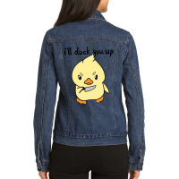 Baby Duck Cartoon Ladies Denim Jacket | Artistshot