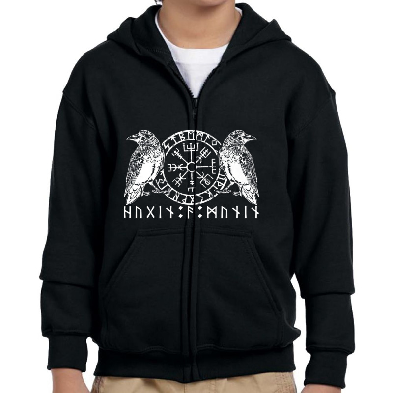 Viking Vegv??sir Ravengod Hugin & Munin Ravens Youth Zipper Hoodie | Artistshot