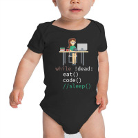 Funny While Dead Eat Sleep Code Coders-m3mr2 Baby Bodysuit | Artistshot