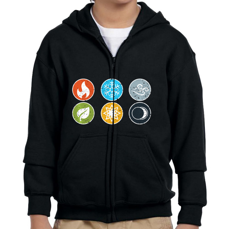 Gloomhaven Elements Symbol Fire Ice Air Earth Light Dark Youth Zipper Hoodie by behindcedar22 | Artistshot