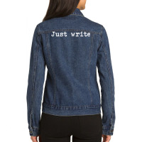 Just Write Author Book Journalist Novelist Ladies Denim Jacket | Artistshot