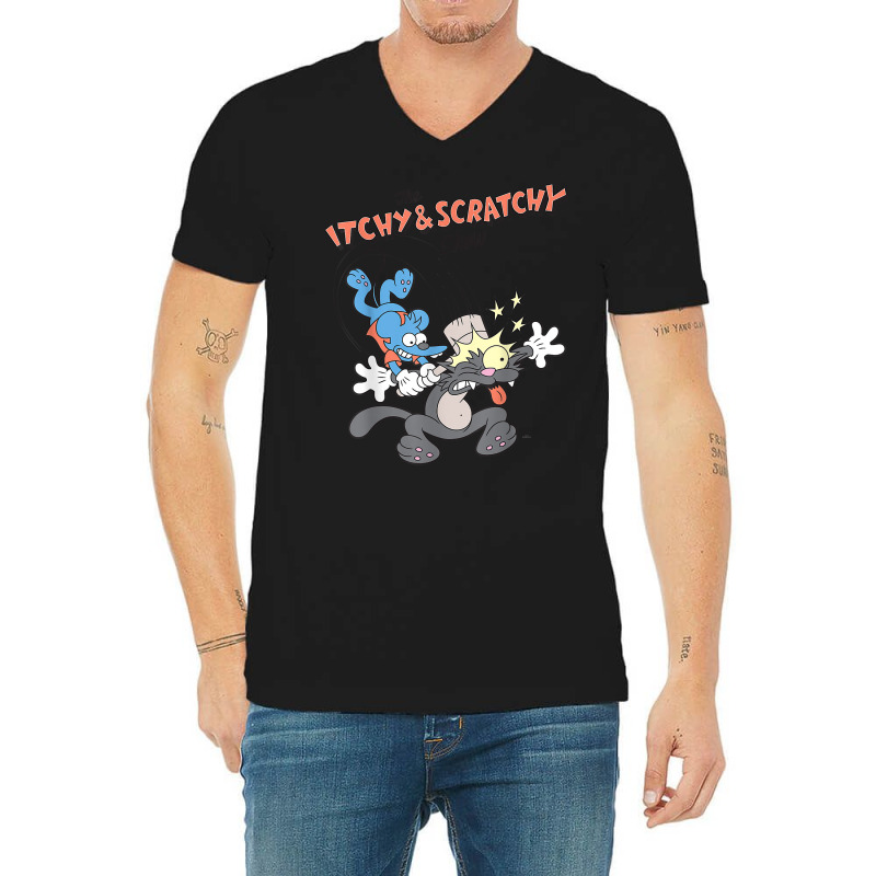 Us The Simpsons Itchy & Scratchy Hammer 01 Heather Grey H T Shirt V-neck Tee | Artistshot