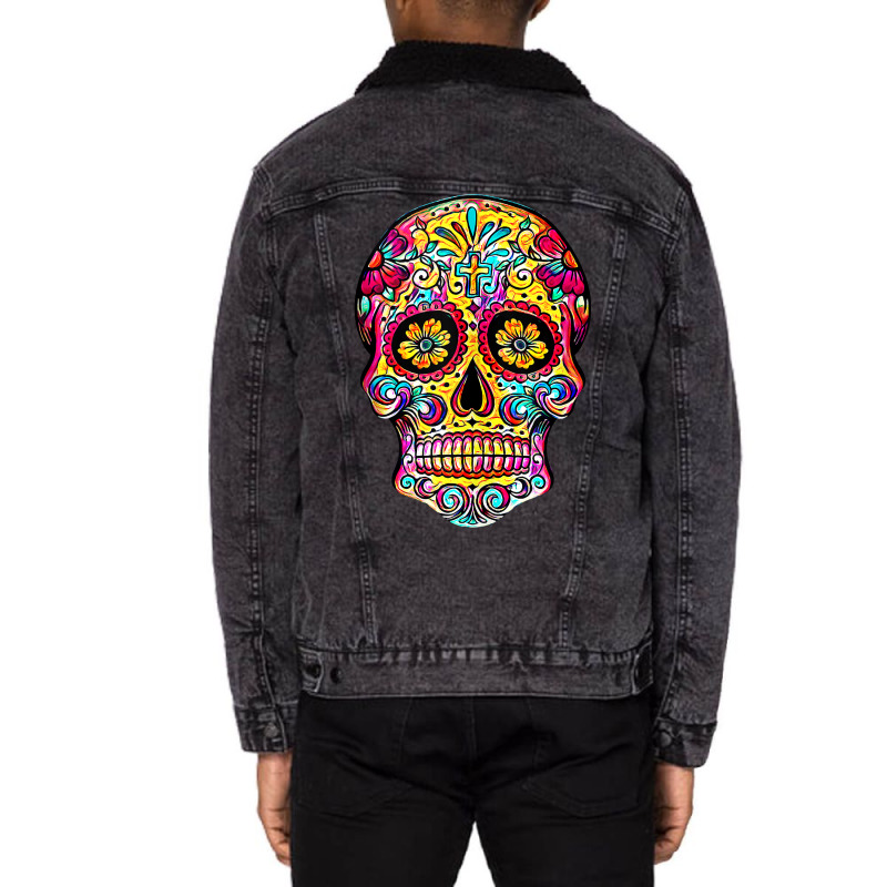 Sugar Skull Shirt Dia De Los Muertos Day Dead Calavera Gift Tank Top Unisex Sherpa-Lined Denim Jacket by tamkyfashions | Artistshot