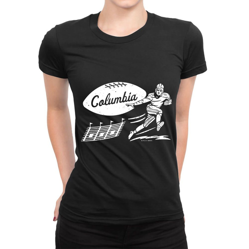 Vintage College Football - Columbia Lions (white Columbia Wordmark) Ladies Fitted T-Shirt by bummercaught | Artistshot