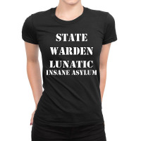 Mens Prison Costume Shirt Warden Lunatic Insane Asylum Ladies Fitted T-shirt | Artistshot