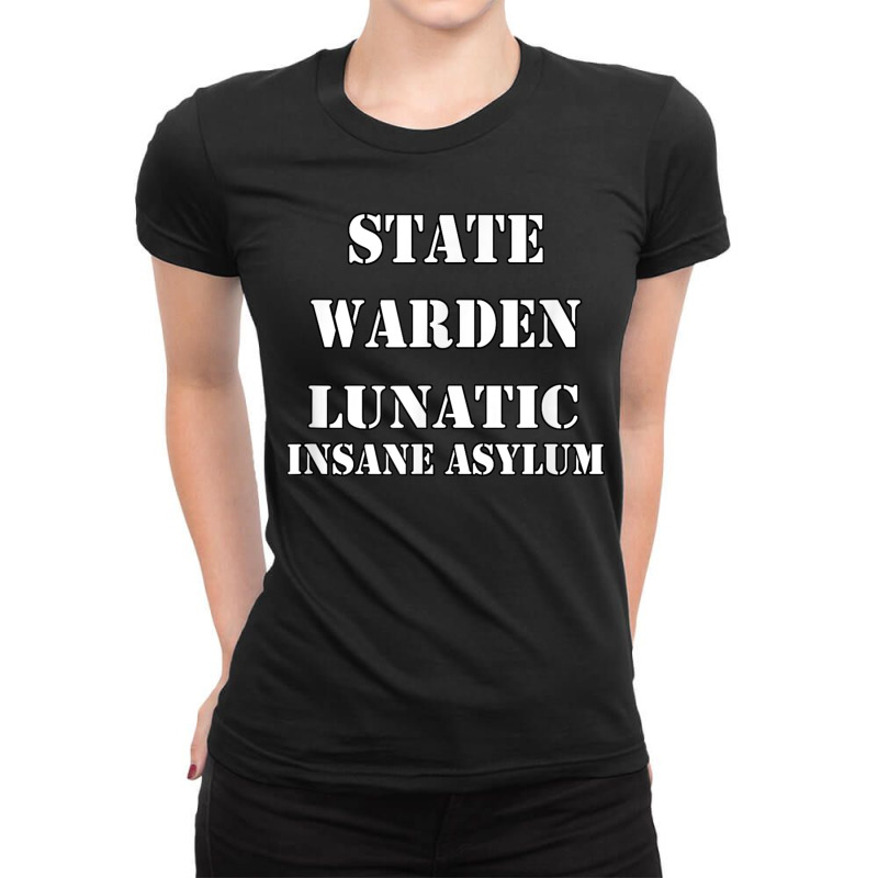 Mens Prison Costume Shirt Warden Lunatic Insane Asylum Ladies Fitted T-Shirt by MalcolmJCausby | Artistshot