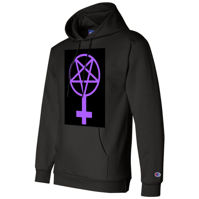 Feminist Pentagram--purple On A Black Background Champion Hoodie by TIMOTHYSHRINER | Artistshot