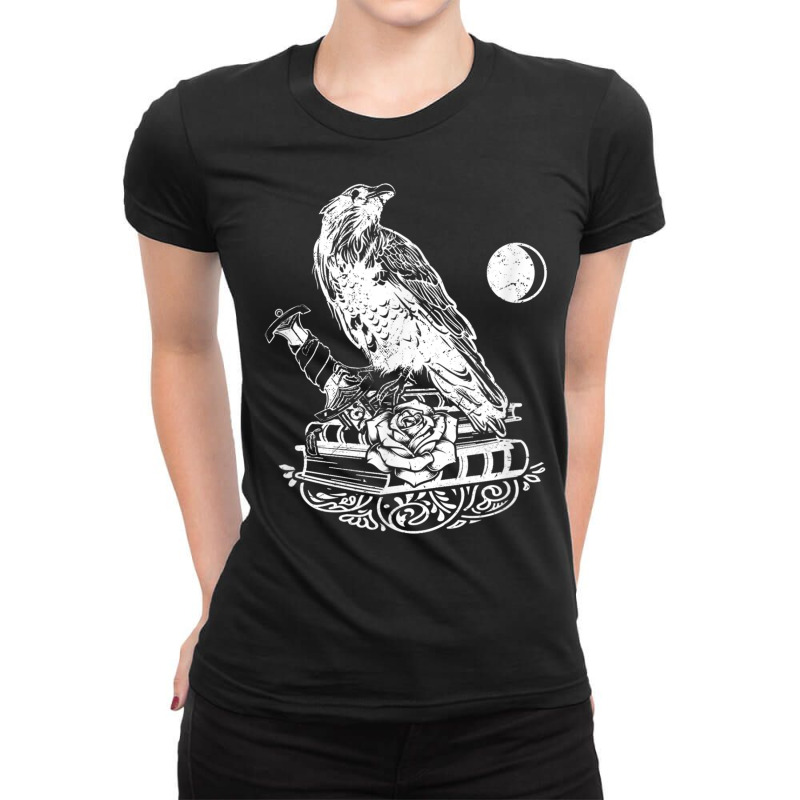 Raven Pagan Witchcraft Wicca Occult Satan Gothic T Shirt Ladies Fitted T-Shirt by joseja | Artistshot