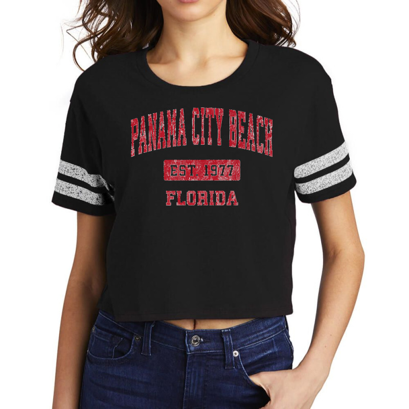 Mens Panama City Beach Florida Fl Vintage Sports Design Red Desig Prem Scorecard Crop Tee by MarlonChristopherMoyer | Artistshot