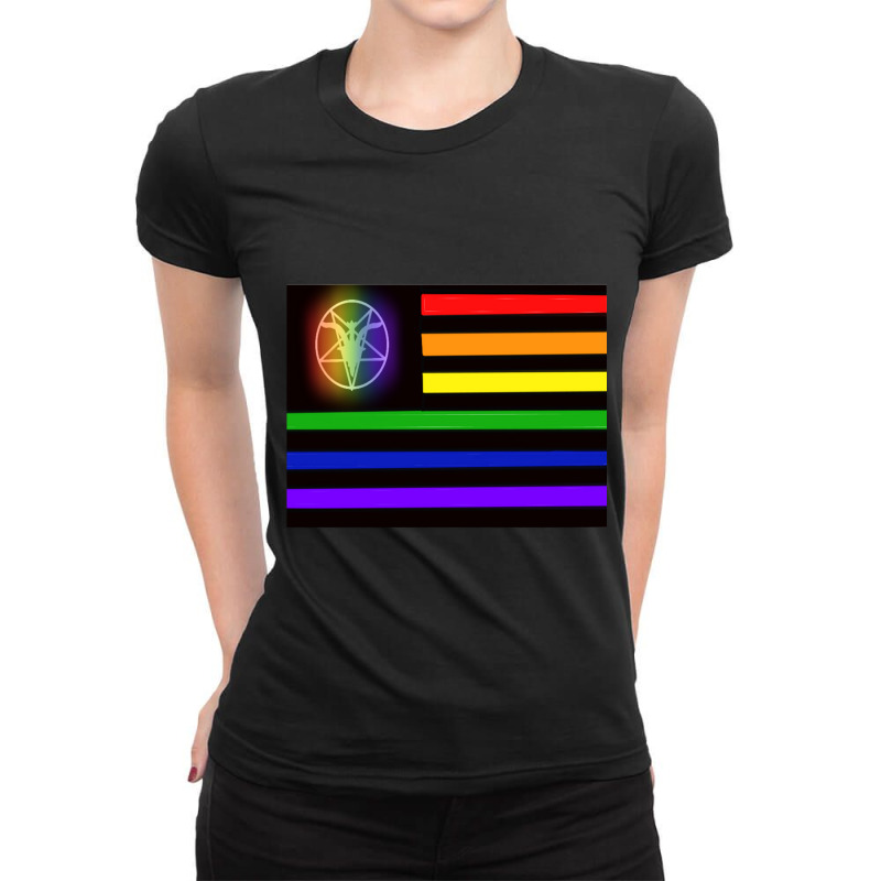 Satanic Temple Pride Flag Ladies Fitted T-Shirt by TIMOTHYSHRINER | Artistshot