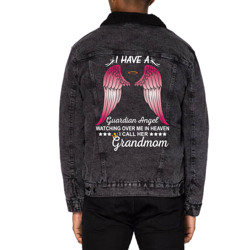 My Grandmom Is My Guardian Angel Unisex Sherpa-lined Denim Jacket | Artistshot