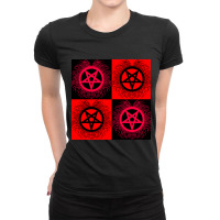 Black Metal Pentagrams--black _amp_ Red Ladies Fitted T-shirt | Artistshot