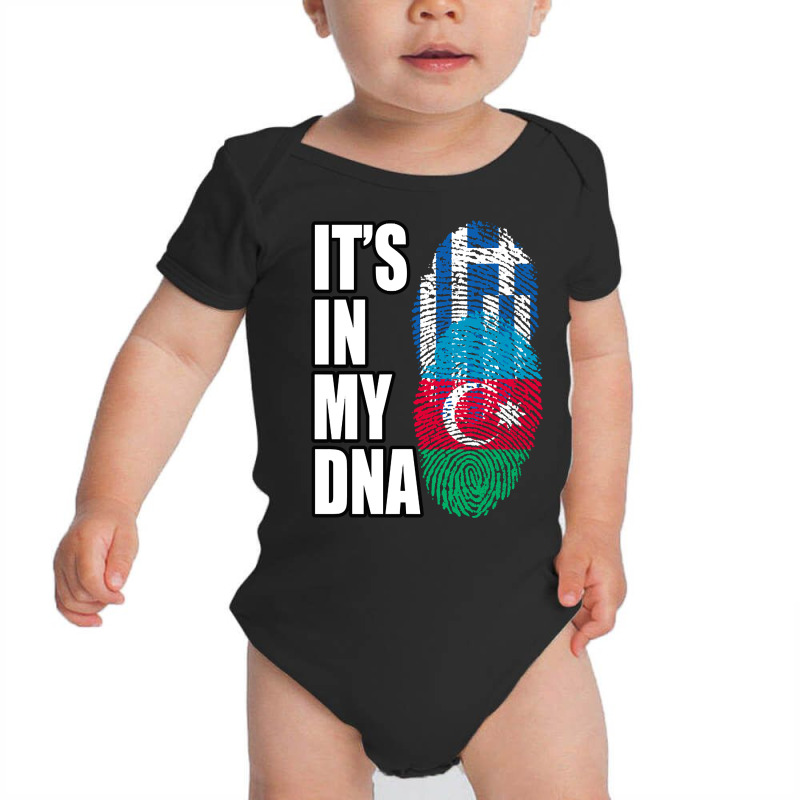 Greek And Azerbaijani Mix Heritage Dna Flag Baby Bodysuit by poppyallen | Artistshot