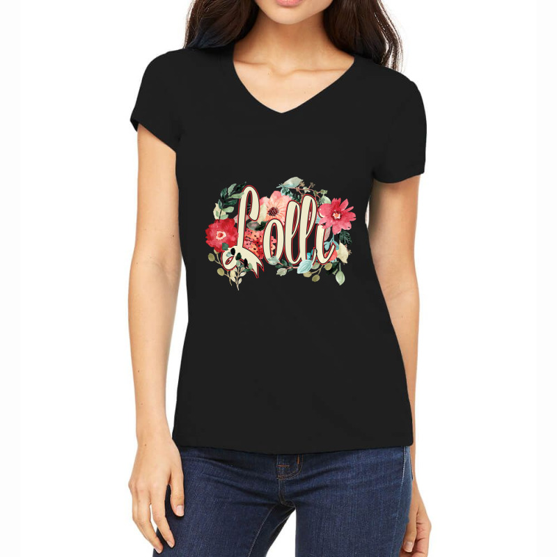 Grandmother Grandma Beautiful Floral Gift For Lolly Lolli Women's V-Neck T-Shirt by behindcedar22 | Artistshot