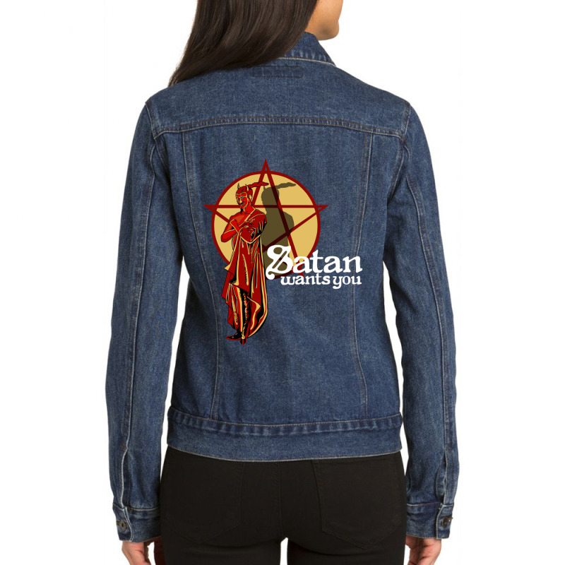 Satan Wants You Ladies Denim Jacket by TIMOTHYSHRINER | Artistshot