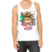 Rn Blonde Messy Bun Straight Hair Glasses Leopard Syringe T Shirt Tank Top | Artistshot