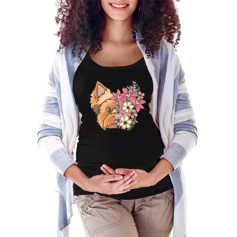 Yorkie T  Shirt Yorkshire Terrier With Flowers T  Shirt Maternity Scoop Neck T-shirt by antwanbartell660 | Artistshot