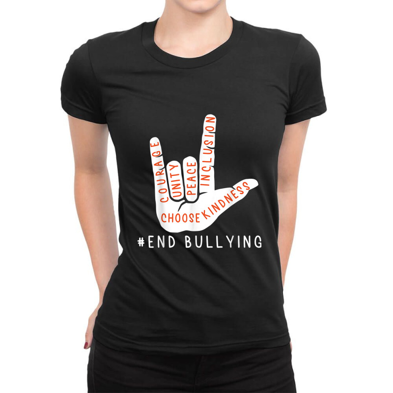 Unity Day Orange Kids 2021 Anti Bullying Love Sign Language Ladies Fitted T-Shirt by VincentKirizaChiriminami | Artistshot