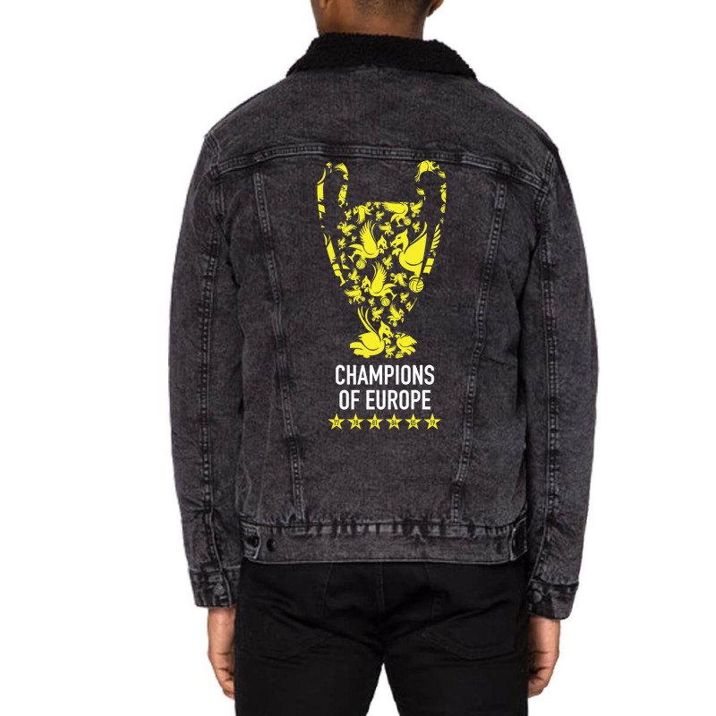 Liverpool Trophy Champions Of Europe Squad, Design Sports Unisex Sherpa-lined Denim Jacket | Artistshot