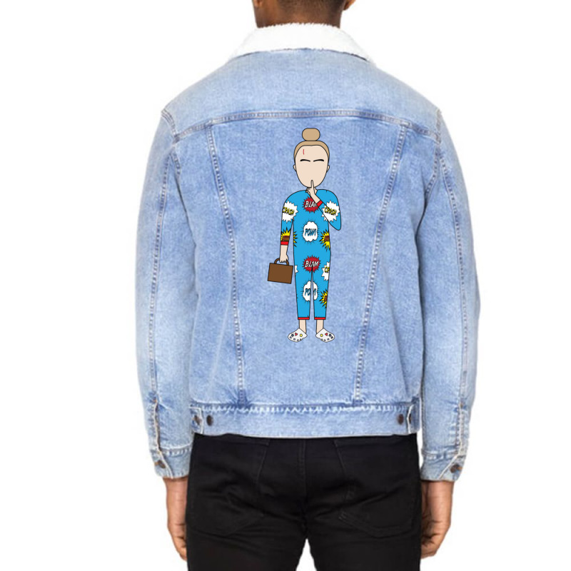 Killing Eve S2 Villanelle In Pj S Simple Cartoon Style Unisex Sherpa-Lined Denim Jacket by ANGELAALLARD | Artistshot