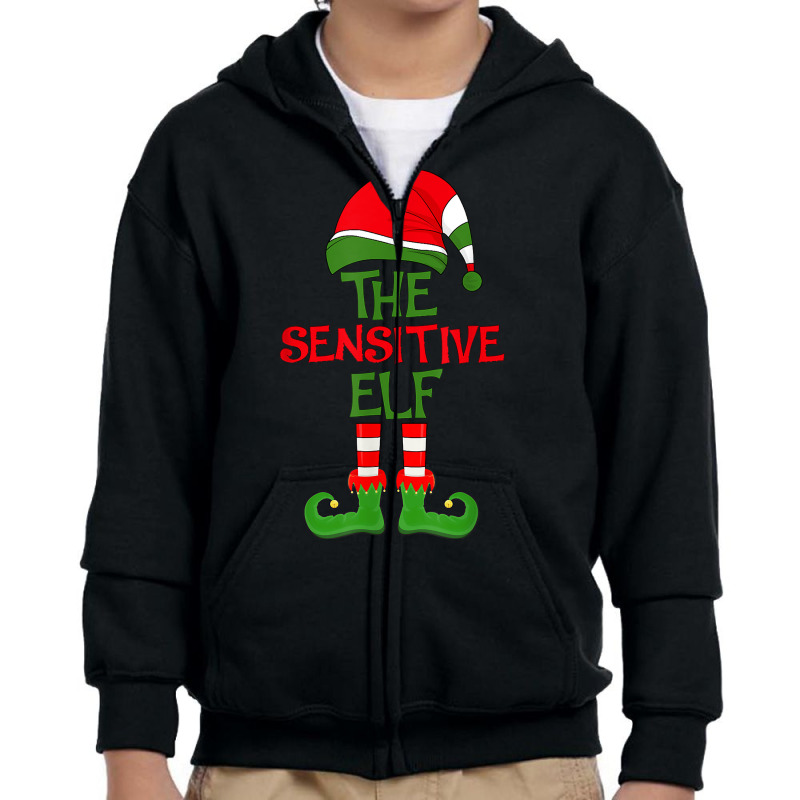 The Sensitive Elf Xmas Group Matching Family Holiday Party T Shirt Youth Zipper Hoodie by mosesswabyhi | Artistshot