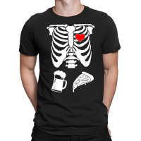 Mens Skeleton Maternity Pizza & Beer Black T-shirt | Artistshot