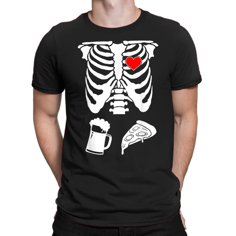 Mens Skeleton Maternity Pizza & Beer Black T-shirt | Artistshot