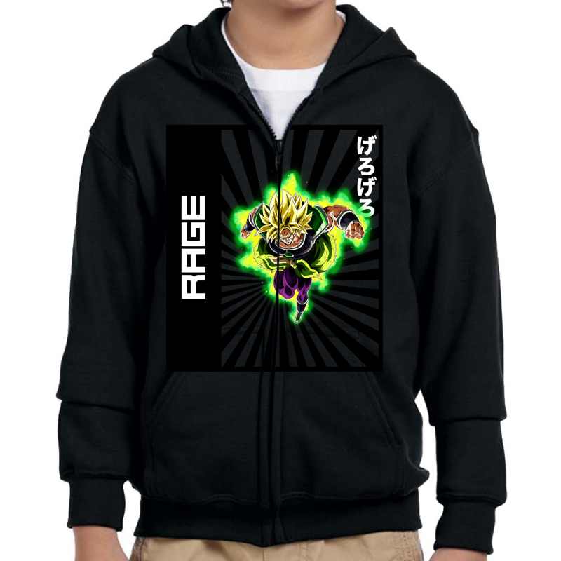 Broly Rage Youth Zipper Hoodie by mckeebeckett3l9yxd | Artistshot