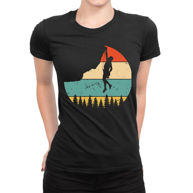 Vintage Rock Climbing T  Shirt Mountain Climber Shirts Ladies Fitted T-shirt | Artistshot