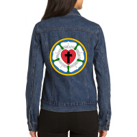 Lutheran Martin Luther Heart Rose Concords Reformation Cross Pullover  Ladies Denim Jacket | Artistshot