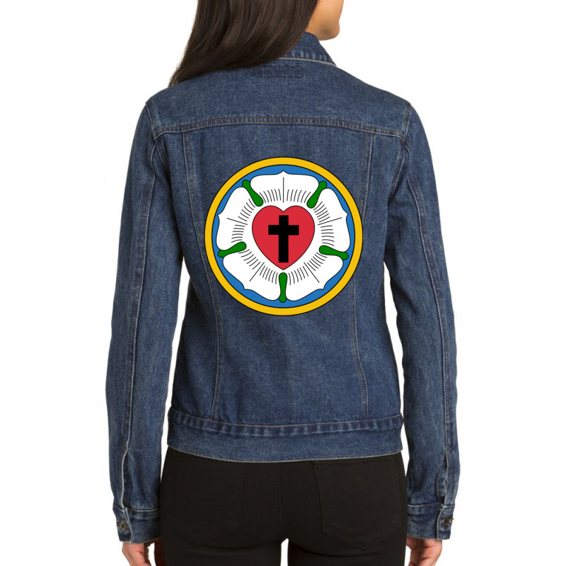 Lutheran Martin Luther Heart Rose Concords Reformation Cross Pullover  Ladies Denim Jacket by MalcolmJCausby | Artistshot