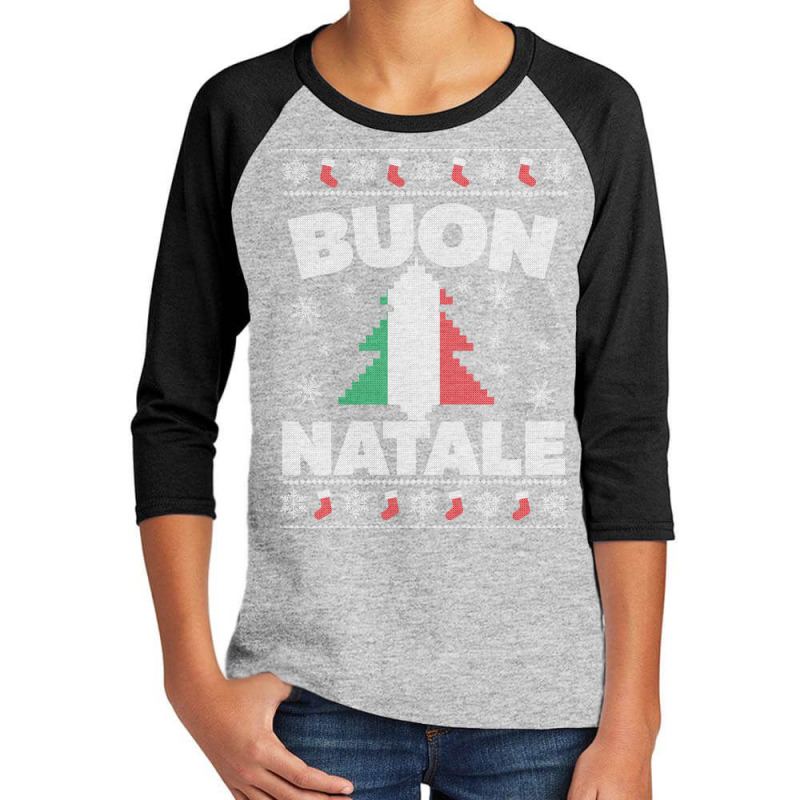 Buon Natale Italian Ugly Christmas Sweater Youth 3/4 Sleeve by TimothyMichaelHackett | Artistshot