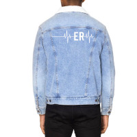 Emergency Medicine Physician Nurse Gift Er Heartbeat Unisex Sherpa-lined Denim Jacket | Artistshot