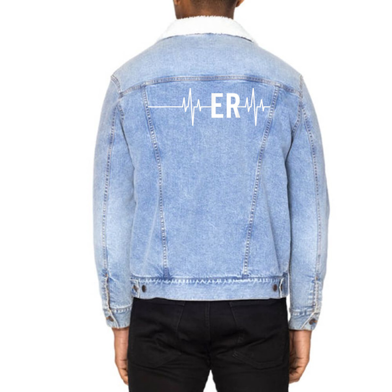 Emergency Medicine Physician Nurse Gift Er Heartbeat Unisex Sherpa-lined Denim Jacket | Artistshot